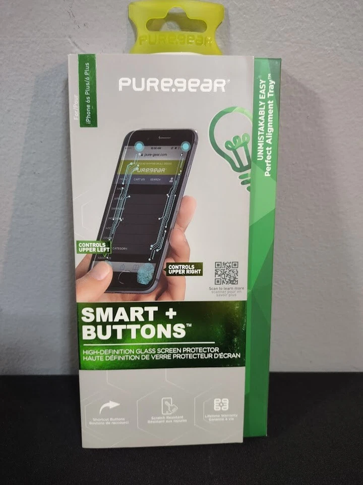 New PureGear Smart+Buttons Glass Screen Protector Apple iPhone 6+ 6s+ 7+ 8+ Plus - Image 3 of 4