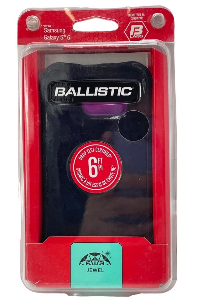 弹道珠宝半透明保护壳 适用于三星 Galaxy S6,黑色 — 第 2/4 张图片