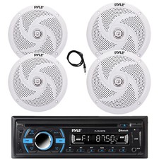 Pyle Marine Bluetooth CD Radio, 4x 8" 320W 6.5" 240W White Speakers, Antenna