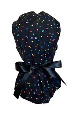 Black Ponytail Surgical Cap - Nurse - SATIN LINED