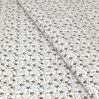 Blumen Stoff Hellblau Baumwolle Meterware Bekleidung Kissen