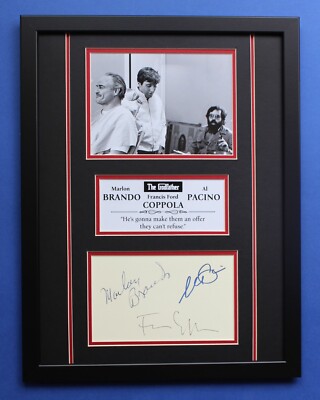 THE GODFATHER Coppola Pacino & Brando AUTOGRAPHS framed masterly display