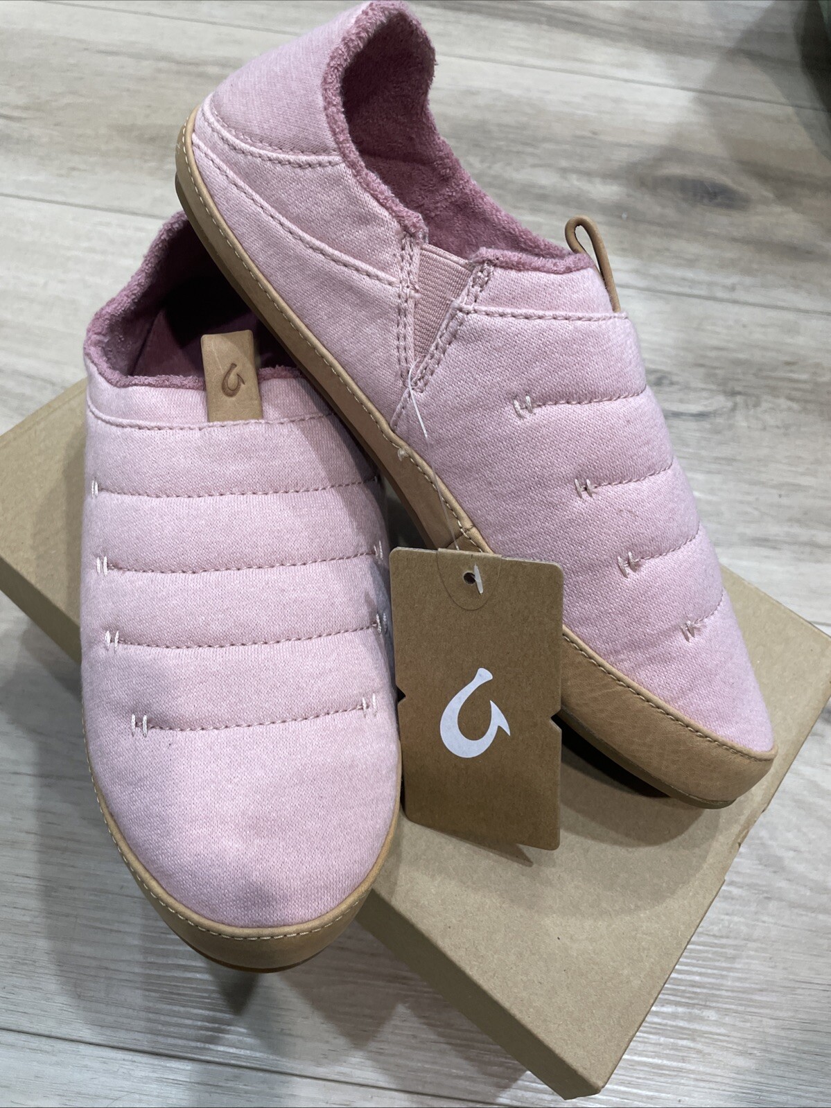 PANTOFOLA D’ORO OLUKAI LANIA Pantofole Trapuntate Rosa Mare Sale Sabbia Dorata Scarpe Donna Taglia 9 NUOVE