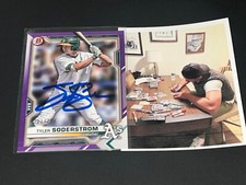 Tyler Soderstrom A's Auto Signed 2021 Bowman Purple Base /250