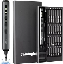 Cordless 64 Bits Electric Mini Screwdriver Set LED Black Portable Quick Charge