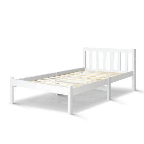 Artiss Bed Frame Single Size Wooden Mattress Base Timber Platform White SOFIE - Picture 1 of 11