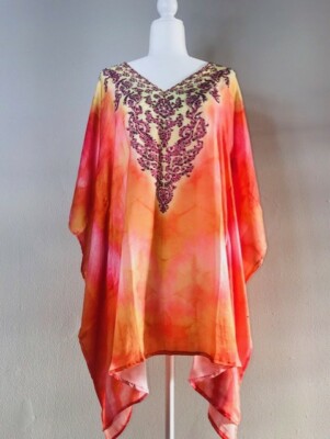 Women's Cool Kaftans different season V-neck Size L Blouse Dress Tunic