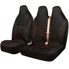 FOR FORD TRANSIT TIPPER -LUXURY QUILTED RED PIPING VAN SEAT COVERS SINGLE DOUBLE