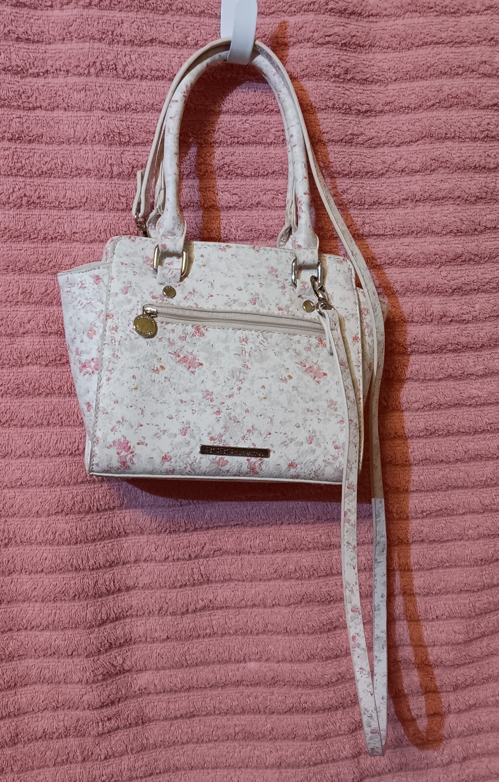 BCBGeneration Pink/Gray Splattered Mini Handbag/C… - image 1