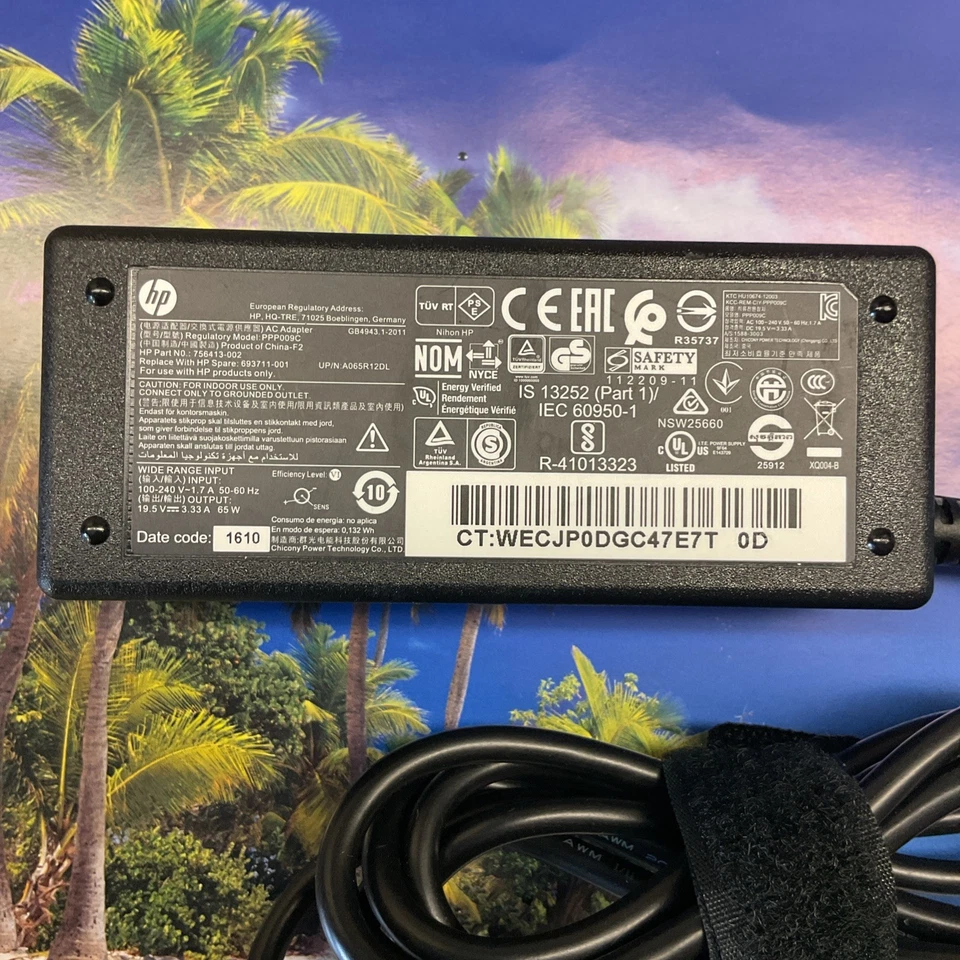 LOTE DE 20 Adaptadores de CA HP PPP019L-S/D 756413 Genuinos 19.5V3.33A 65W 7.4MM SIN CABLE Foto 2 de 4