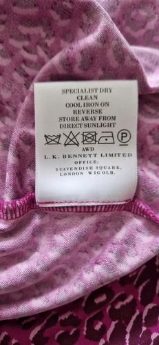 L.K. Bennett Pink Leopard Print Silk Dress UK 10 Ruched Mini Long Sleeve - Picture 6 of 8