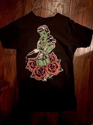 Drop Dead Black Graphic Print Crew Neck Short Sleeve T-Shirt Size S