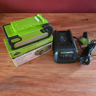 #ad GREENWORKS 29302 40V 2.0AH GENUINE ORIGINAL LITHIUM ION BATTERY amp; CHARGER $36.95