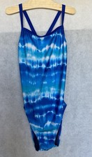 SPEEDO Size 8 / 34 Pro LT Blue White V-Back Lined One Piece Swimsuit Womens NEW