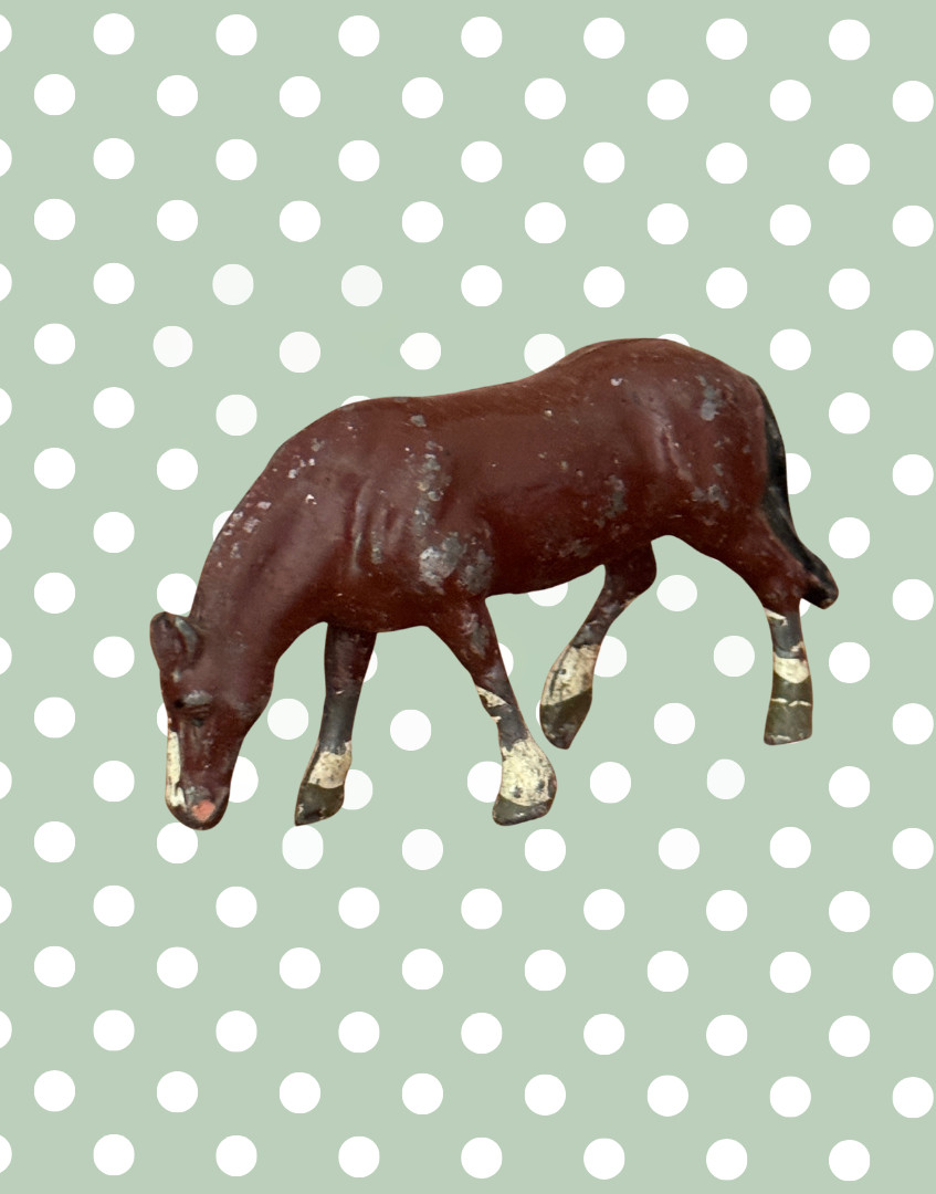 Vintage Medium Standing Chestnut Horse Figurine | 1920s John Hill & Co Lead Toy