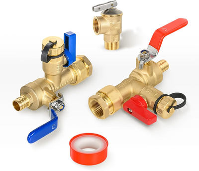 #ad 3 4 Inch IPS Tankless Water Heater Valve Kit with Pressure Relief Valve 3 4quot;Fip $107.35