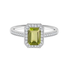 925 Sterling Silver 7X5 MM Radiant Cut Peridot Gemstone Women Stackable Ring