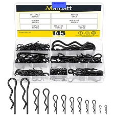 145Pcs Hitch Pin R Clip Assortment Kit Carbon Steel Cotter Pins 6 Sizes Set