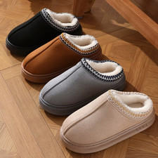 Fleece Platform Slippers Women's Fluffy Winter Fuzzy Warm Fur Lined House Shoes