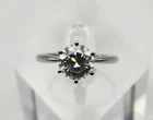 Diamonique Vintage Sterling Silver Round Cut CZ Solitaire Ring Size 8.25