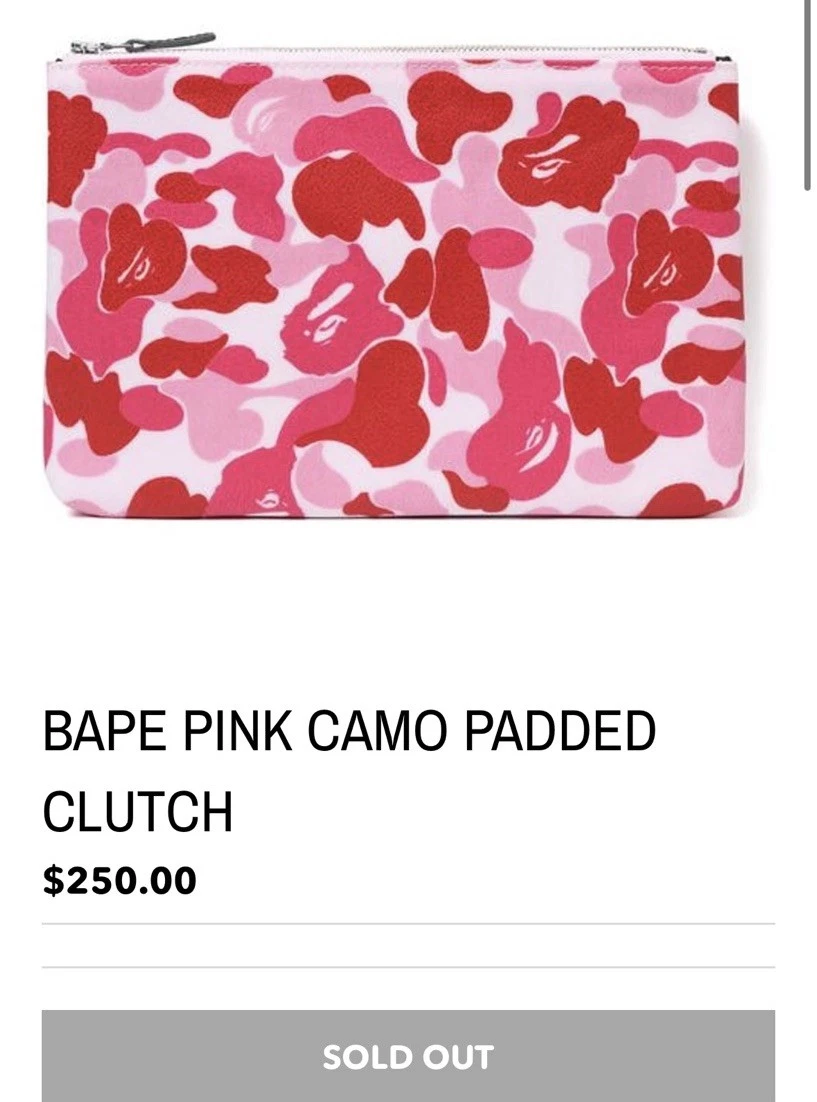 A BATHING APE (BAPE) Pochette A Bathing Ape ABC in tela rosa mimetica borsetta pochette