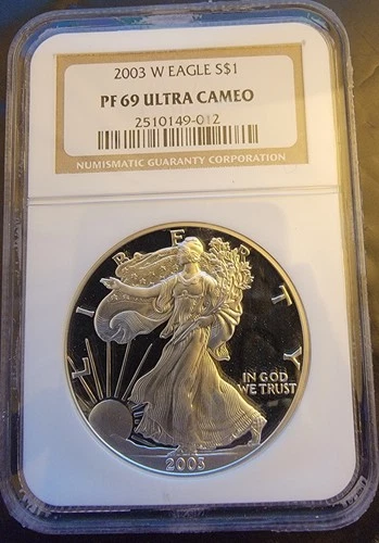 2003-W American Eagle NGC PF-69 Ultra Cameo ER Bullion-0.999 Silver 1 Oz Coin
