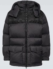 New 100 Authentic Gucci Puffer Monogram Jacket Nylon Black 4000 Retail Sz 50