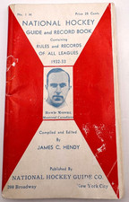 Vintage NHL Guide & Record Book J. Hendy 1932-33 1st Year Howie Morenz Canadiens