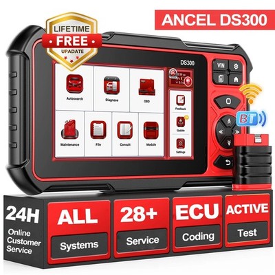 ANCEL DS300 BT Bidirectional OBD2 Scanner Car Diagnostic Tool Key ECU Coding FCA