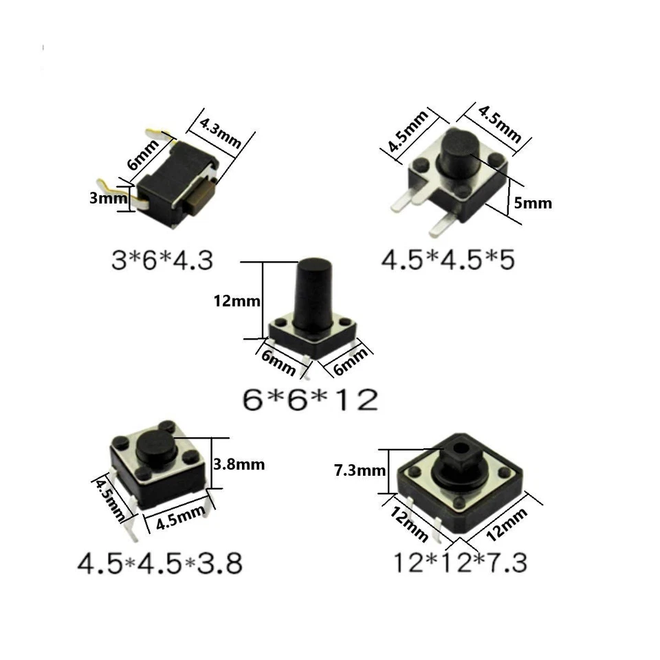 250Pcs 25 Values Tactile Switch Push Button Micro Momentary Tact Assortment Kit - Image 3 of 4
