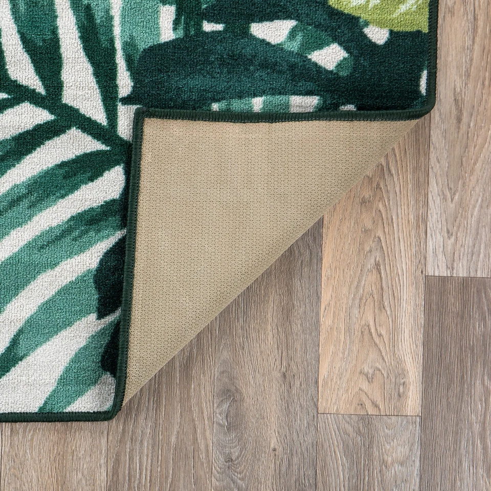Rugshop Green Rugs Runners Tropical Floral Leaves Non Slip Rug Carpet Runner 2x7 - Image 4 of 4