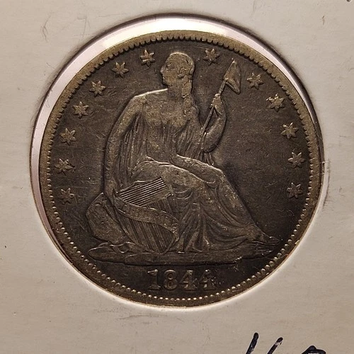 1844-P SEATED LIBERTY HALF -Original  VF