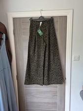 Halara Leopard Print Khaki Wide Leg Trousers