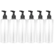 6 Pcs 250 ml Plastic Press Pump Bottles Travel Empty Refillable Transparent