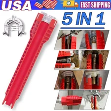 5 in 1 Faucet Sink Installer Home Multi Tool Pipe Wrench For Plumbers Homeowners