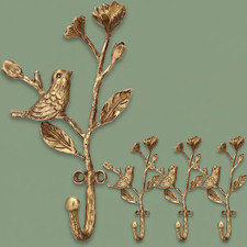 4 Pcs Vintage Bird Wall Hooks for Hanging,Rustic  Decorative Gold Coat Towel Ho
