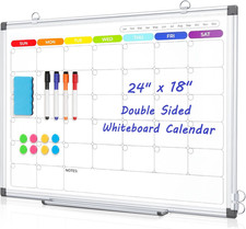 Dry Erase Board Calendar for Wall, 24" X 18" Magnetic Whiteboard Calendar, Color