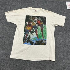 Fruit of the Loom T-shirt Mens Size XL White Endangered Species Parrots USA Made