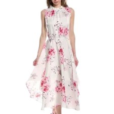 Eva Franco Shentel Midi Dress Tea Garden Floral Ivory Pink Size 6 Retail: $268
