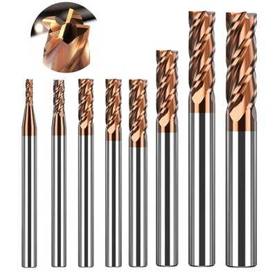 ASNOMY VHM Schaftfräser Set 6 Stück 2-12mm 4 Flöten AlTiN 55 HRC