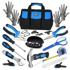 24 PCS Kids Real Tool Set with Tool Bag, Boys Small Real Hand Tools Kit, Blue