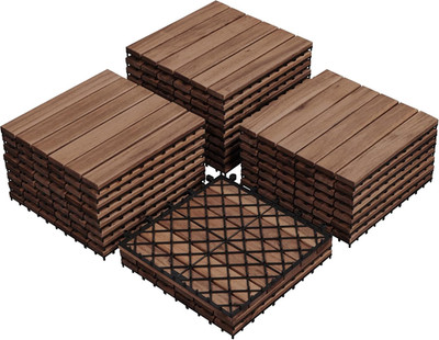 1 Stück Wasserdichte Akazienholz Verbund Terrassendielen Fliesen Bodenbelag Fliesen 31×31Cm