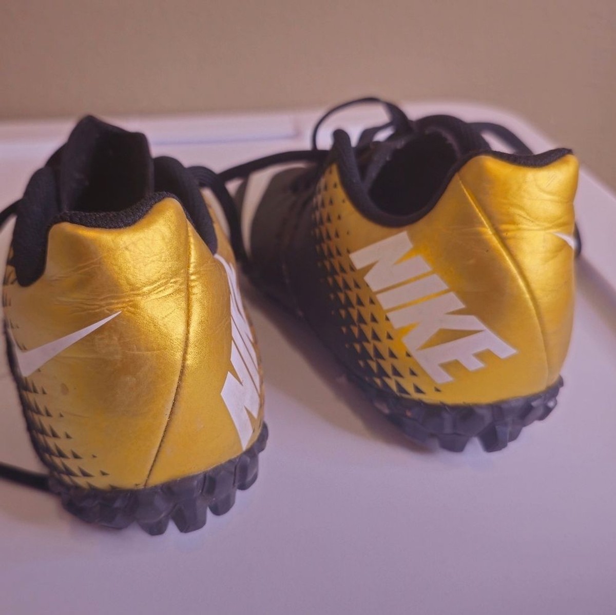 Nike BombaX IC Soccer Turf Shoes Gold and Black Men