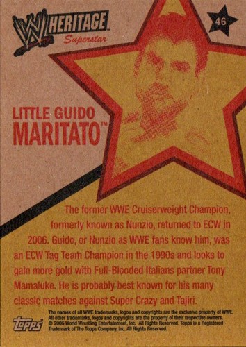 Tarjeta de lucha libre Topps Heritage II 2006 #46 pequeño guía maritado - Imagen 2 de 2