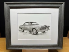 Drawing of a 1966 Plymouth Barracuda CUDA Car Graphite Pencil Art Sketch Picture
