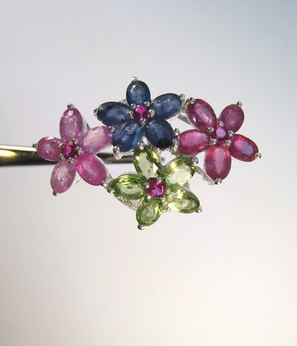 RUBIN, BLAU/GRÜN/WEISSER SAPHIR RING 12,31 CTW GR. 7,5 WEISSGOLD über 925 SILBER - Bild 2 von 11