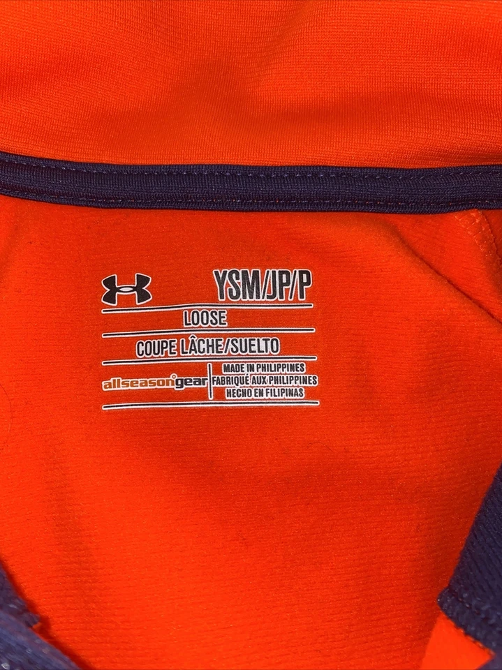 Under Armour 男孩拉链夹克橙色和海军蓝 S 青少年 — 第 3/3 张图片