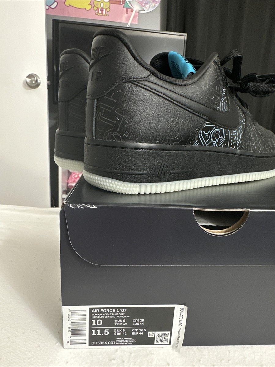 Nike Air Force 1 '07 Space Jam Computer Chip Mens Sz 10 Black Blue