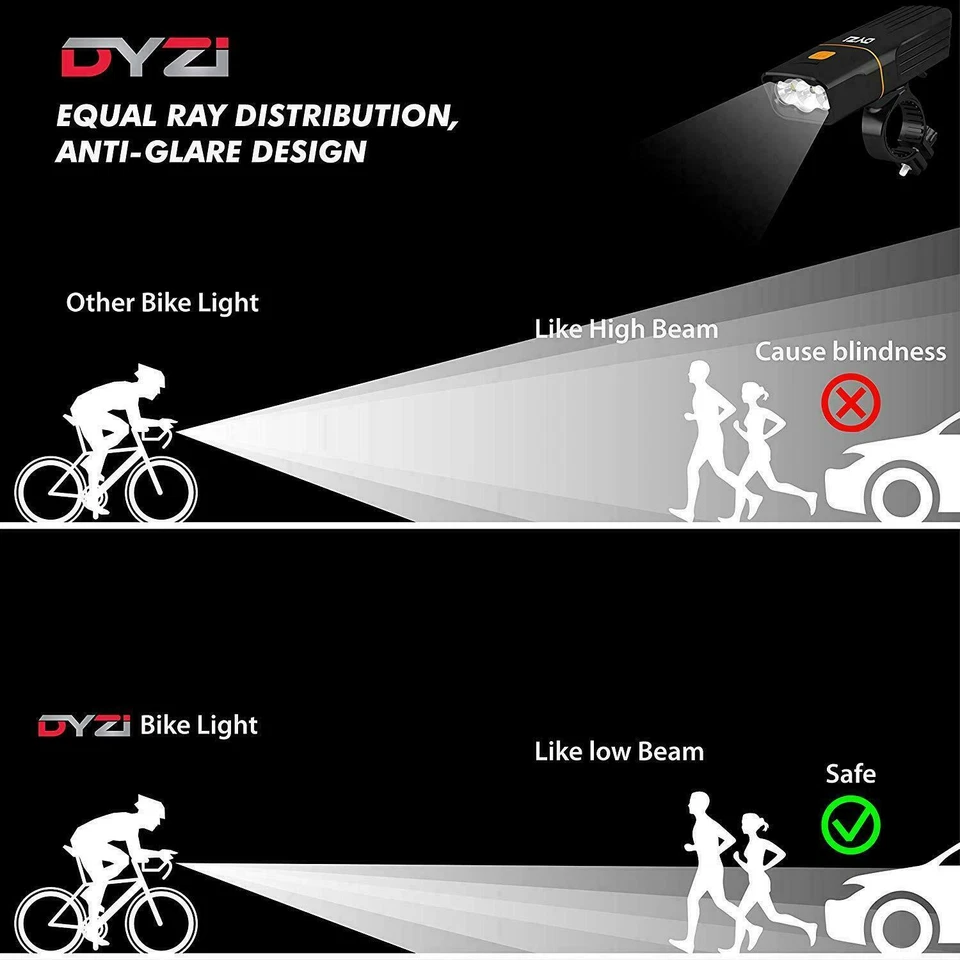DYZI FULLY RECHARGEABLE BICYCLE / SUPER BRIGHT BIKE LIGHTS SET LIGHT WATERPROOF - Image 4 of 4