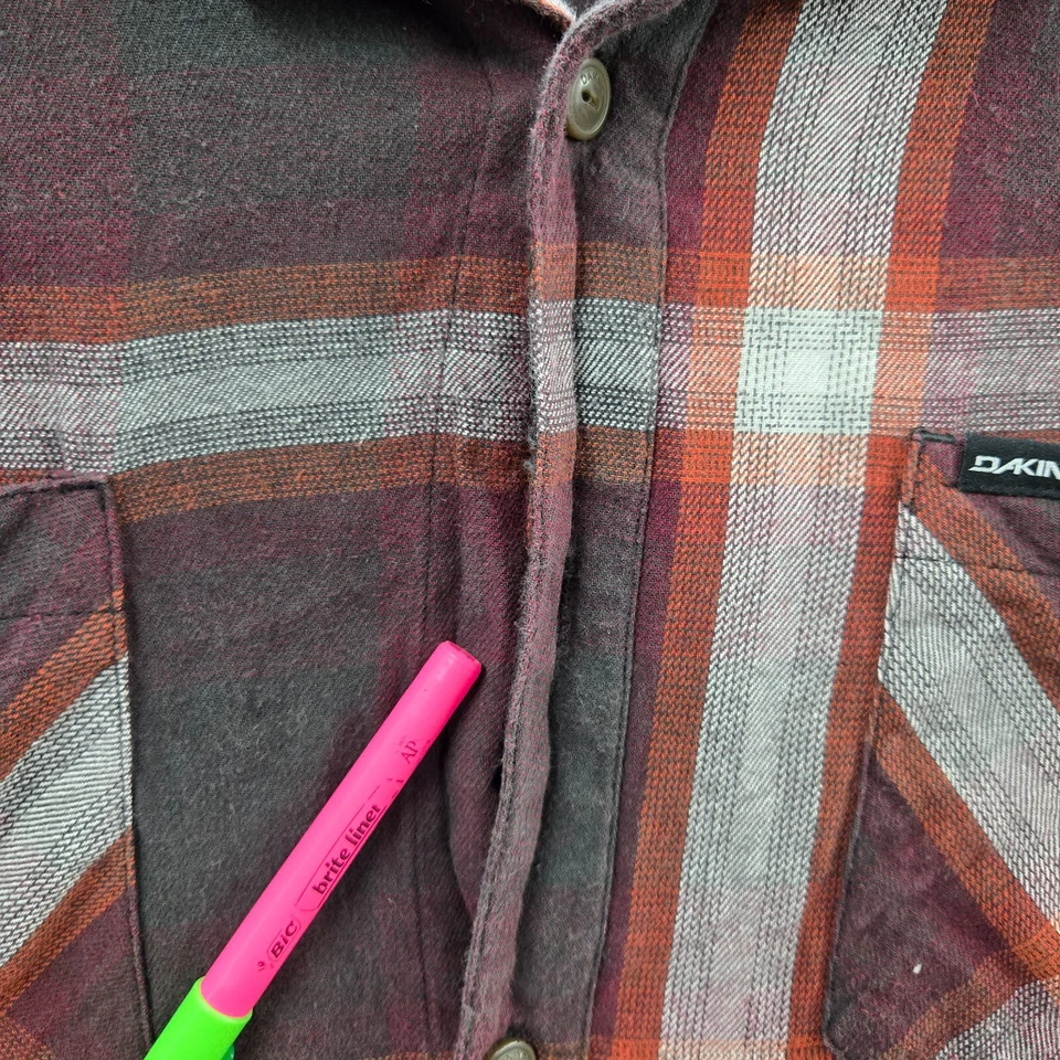 Camisa con botones Dakine para hombre XL roja franela a cuadros manga larga LEER Foto 2 de 4